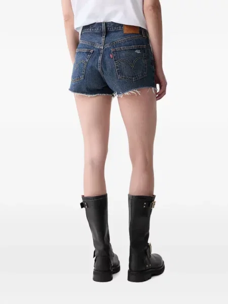 Decupat pantaloni scurți din denim Levi's® zdrențuiți cu talie înaltă albastru