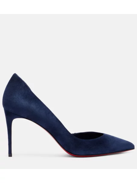 Pantofi cu toc Christian Louboutin din piele de căprioară albastru
