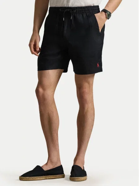 Polo Ralph Lauren Kratke hlače iz tkanine črna