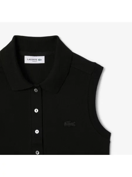Lacoste Koszulka Polo Z Pikami Bez Rękawów czarna