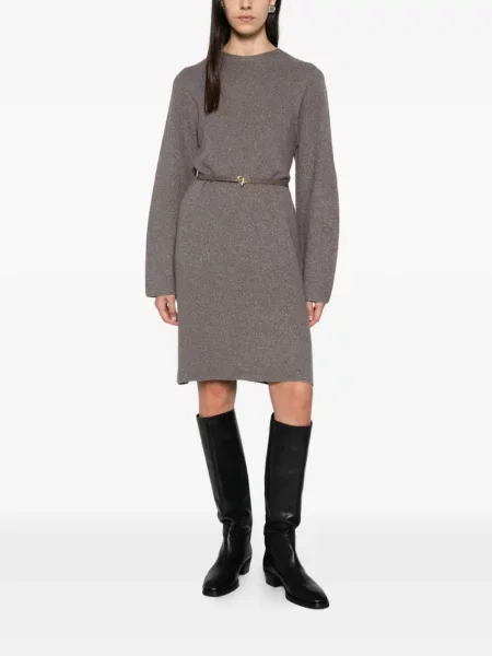 Cu centură rochie mini Fabiana Filippi tricotate gri