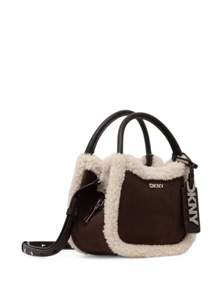 Geantă shopper Dkny din piele de oaie maro