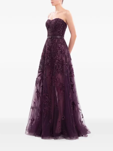 Rochie maxi Saiid Kobeisy fără bretele violet