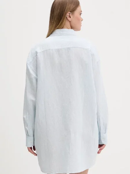 Tommy Jeans rochie tip cămașă cu in albastru