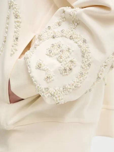 Кофта Barrow з капюшоном з аплікацією бежевий