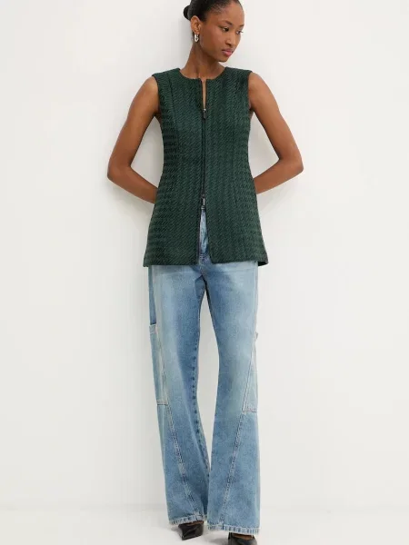 Armani Exchange kamizelka jednorzędowa zielony