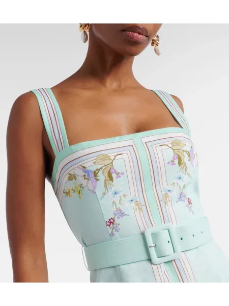Rochie midi Self-portrait de in cu model floral albastru
