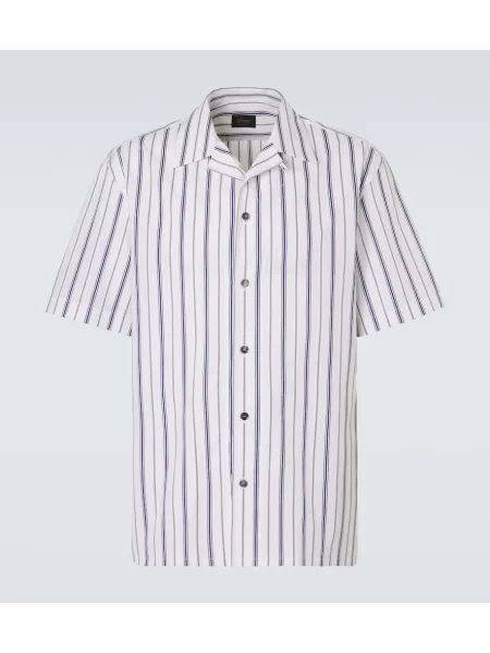 Pruhované poplínové pruhované košile Brioni bílé