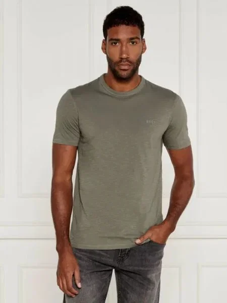 BOSS Tricou Tegood gri piatră portocaliu