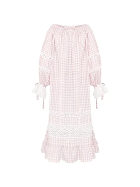 Rochie maxi Sleeper din dantelă de costum roz