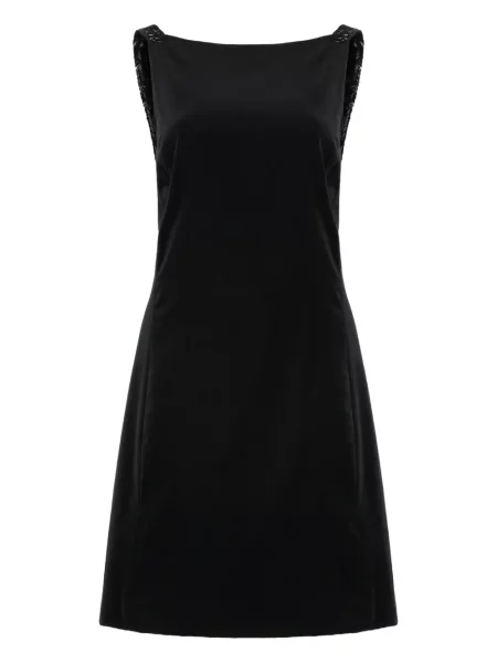 Aksamitna sukienka mini Lauren Ralph Lauren z koralikami garniturowa czarna