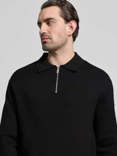 Sweter o kroju relaxed fit z mieszanki model ‘TELLER’ Selected Homme czarny