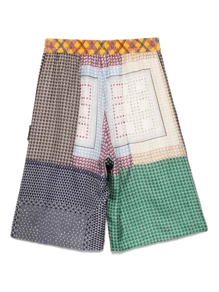 Pantaloni scurți Marine Serre de mătase maro