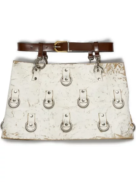 Fustă din piele Prada alb