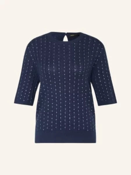 Maje Dzianinowa Koszulka Z Kamieniami Ozdobnymi blau