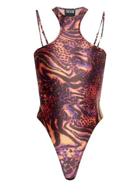 Body Versace Jeans Couture cu imagine cu imprimeu animal print roșu