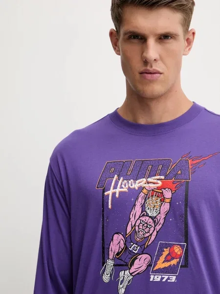 Лонгслив Puma с принтом фиолетовый