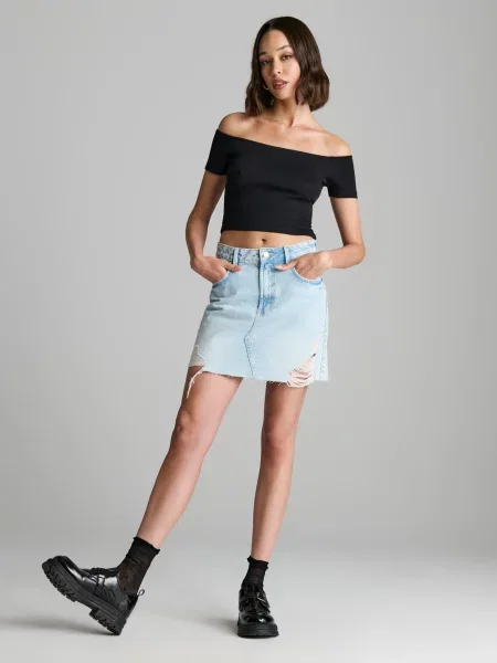 Ажурна спідниця синій