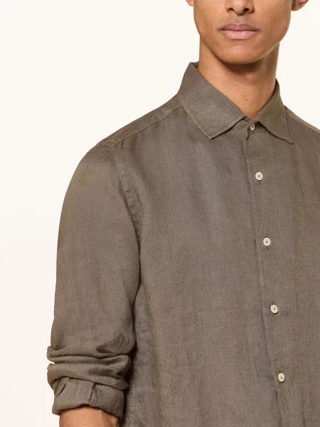 Saint Barth Lněná Košile Raphael Comfort Fit khaki