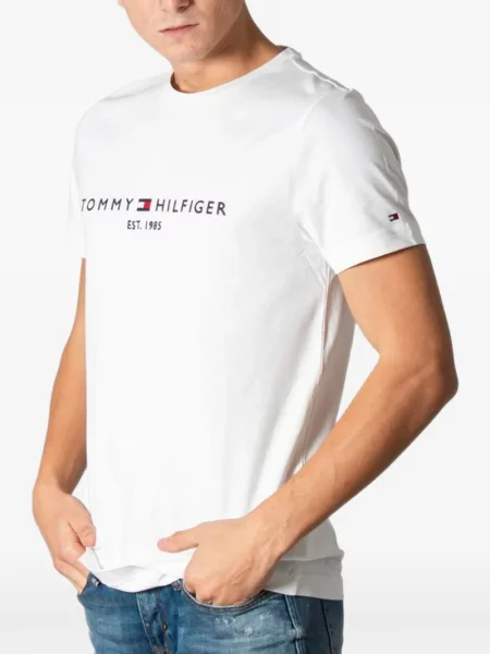Tricou Tommy Hilfiger cu autograf alb