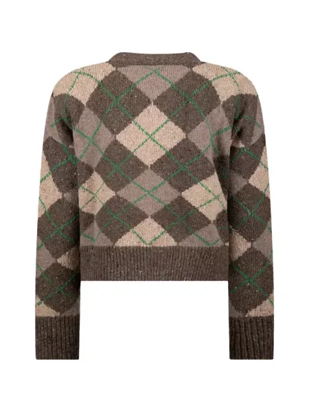 Cardigan Weekend Max Mara tricotate cu model argyle maro