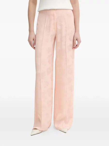 Pantaloni palazzo Forte_forte cu model floral roz