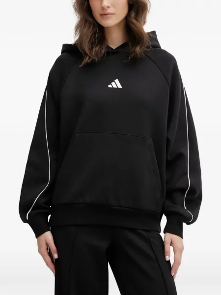 Hanorac cu glugă Adidas cu dungi cu broderie cu cordon negru