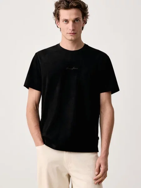 Guess Jeans tricou pentru bărbați din velur negru