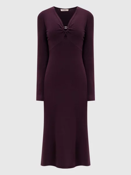 Сукня міді з логотипом Twinset бордова