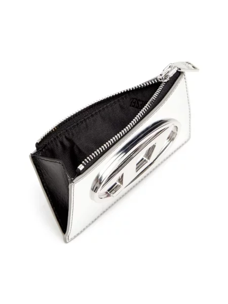 Diesel portfel skórzany CARD HOLDER III srebrny szary