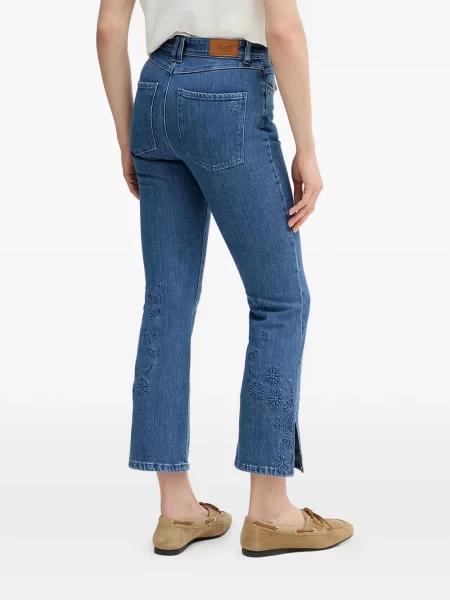 Haftowane jeansy Hoss Intropia w kwiatki niebieskie