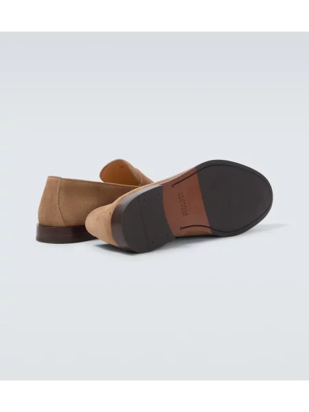 Pantofi loafer Brunello Cucinelli din piele de căprioară bej
