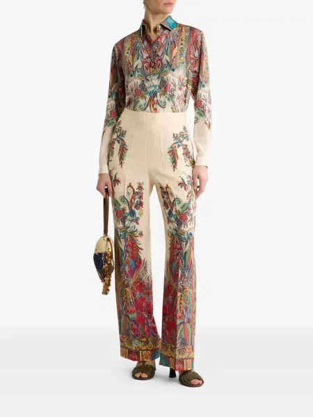 Μεταξωτό παντελόνι Etro με σχέδιο paisley