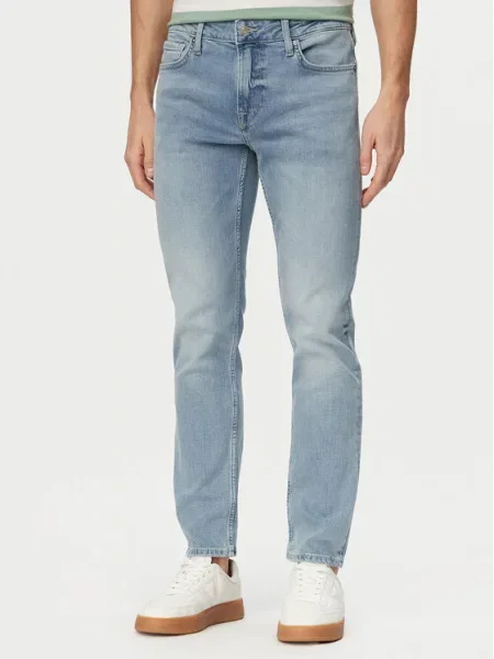 Guess Jeans hlače Svetlo Slim Tapered Fit modra