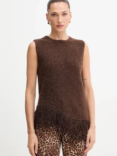 Simona Corsellini kamizelka z dodatkiem wełny brązowy