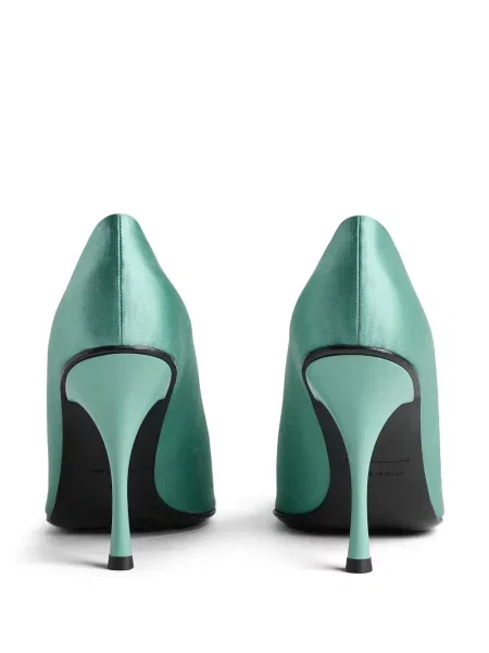 Pantofi cu toc Dsquared2 din satin de cristal verde