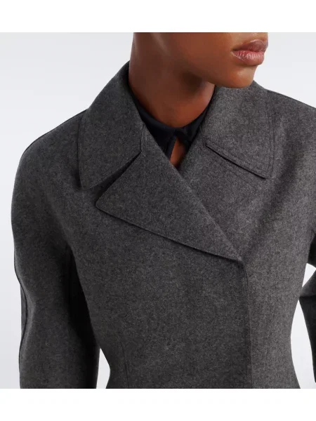 Vlnený dvojradov kabát Jil Sander sivá