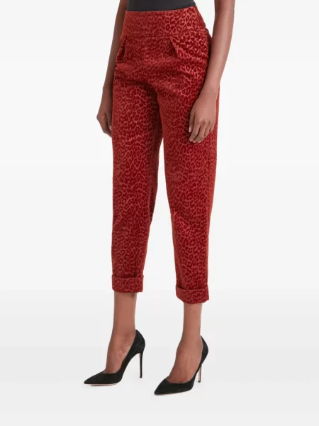 Pantaloni Temperley London cu imagine cu model leopard plisate roșu
