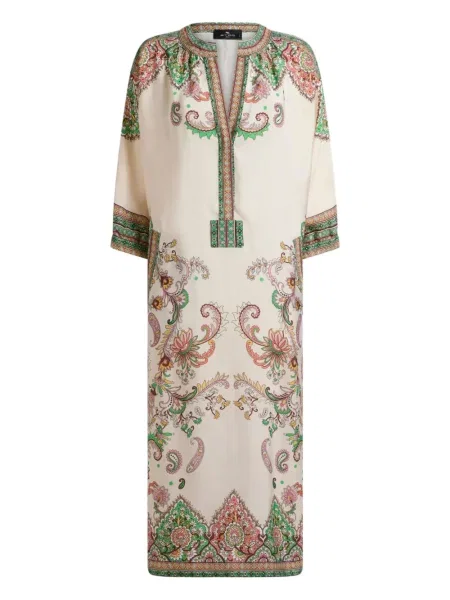 Sukienka midi Etro z nadrukiem z wzorem paisley do kolan
