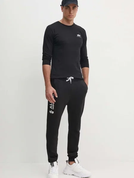 Tričko s dlhým rukávom Alpha Industries Basic čierna