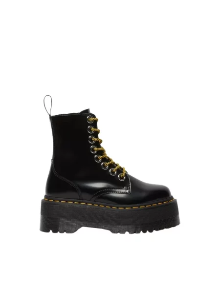 Botki Dr. Martens sznurowane skórzane na platformie czarne