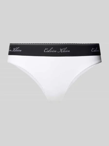 Stringi z mieszanki bawełny z dodatkiem modalu model SCRIPT Thong' Calvin Klein Underwear białe