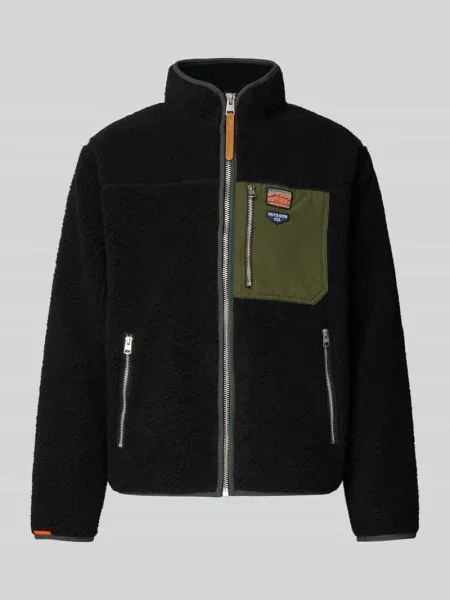 Kurtka polarowa ze stójką i zapinanymi na błyskawiczny Superdry czarna