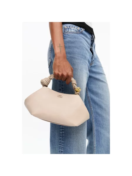 Torebka crossbody Ganni z klapami beżowa