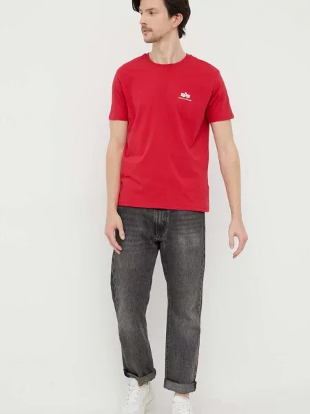 T-shirt z nadrukiem z logo Alpha Industries czerwona