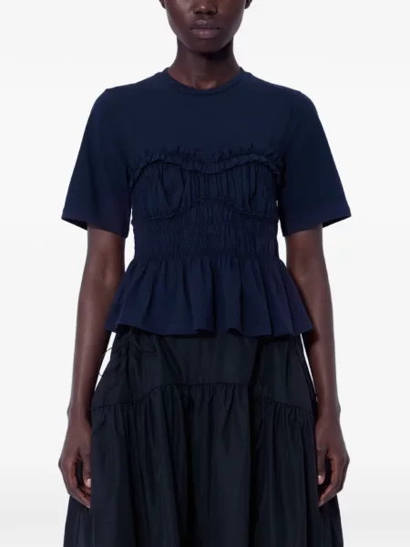 Scurt tricou Cecilie Bahnsen cu volane albastru