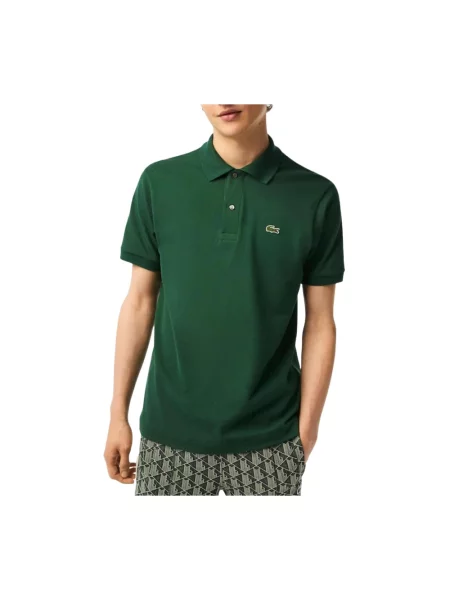 Lniana koszulka polo Lacoste z logo w miejskim stylu zielona