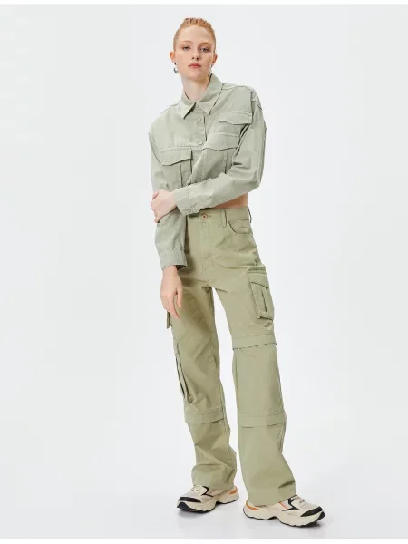 Lung pantaloni cargo Koton cu talie înaltă