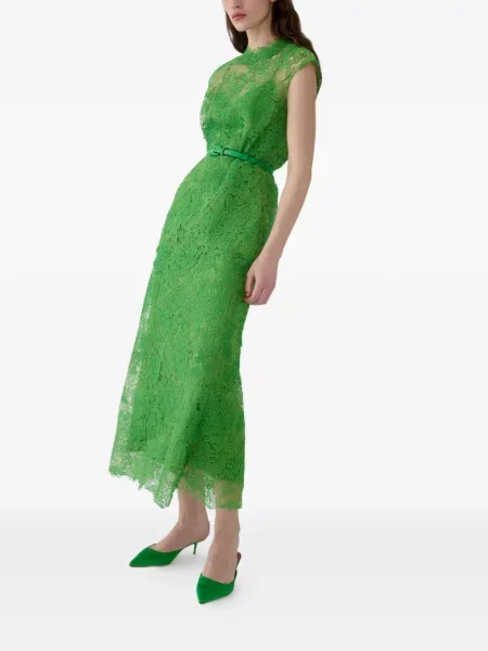 Cu centură top Carolina Herrera din dantelă verde
