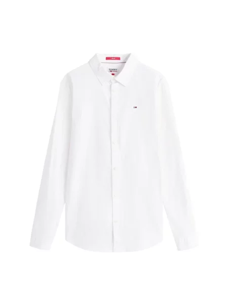 Koszula dżinsowa Tommy Jeans z długim rękawem ze stretchu biała